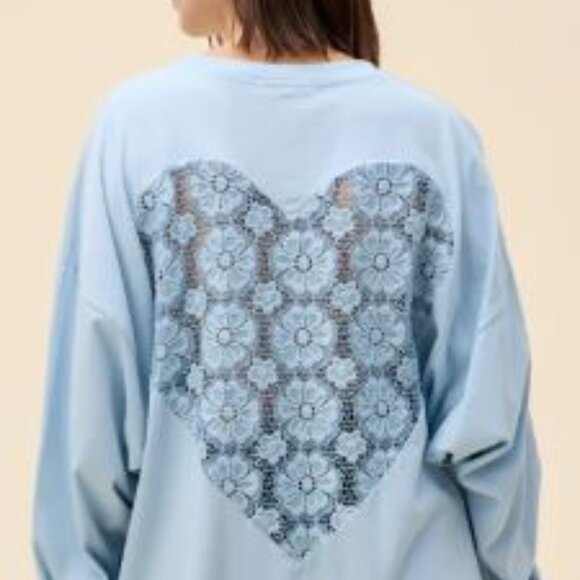 NWT Daydreamer Lace Heart Back L/S Tee - OS - Picture 1 of 5